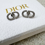 Dior CD Stud Earrings with Crystals in SHW