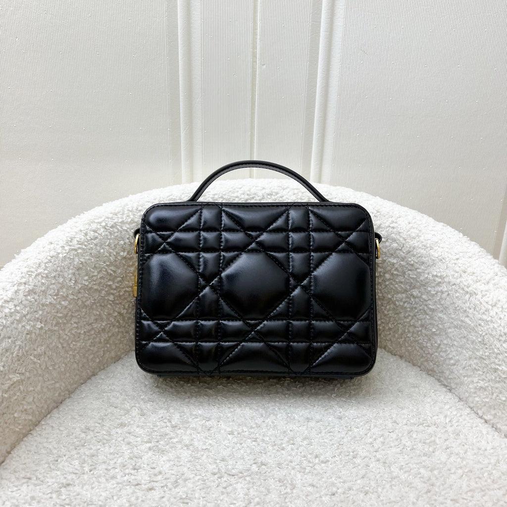 Dior Small Caro Box Bag in Black Quilted Macrocannage Calfskin and GHW