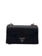 PRADA - Logo Black Nylon Leather Shoulder Bag