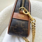 Celine Multi Bag in Triomphe Canvas, Tan Calfskin and GHW (Model: 114122BZJ)