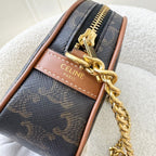 Celine Multi Bag in Triomphe Canvas, Tan Calfskin and GHW (Model: 114122BZJ)