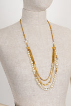 CHRISTIAN DIOR Stars and Pearls Necklace Gold