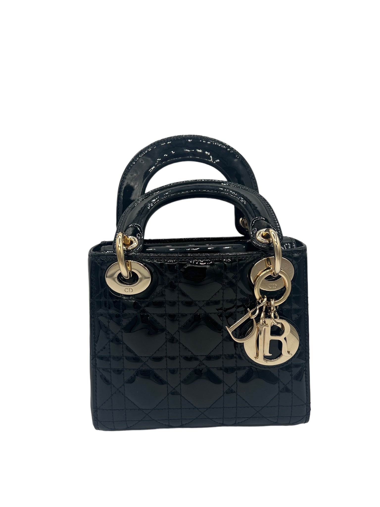 DIOR - Black Patent Lady Dior Mini Bag