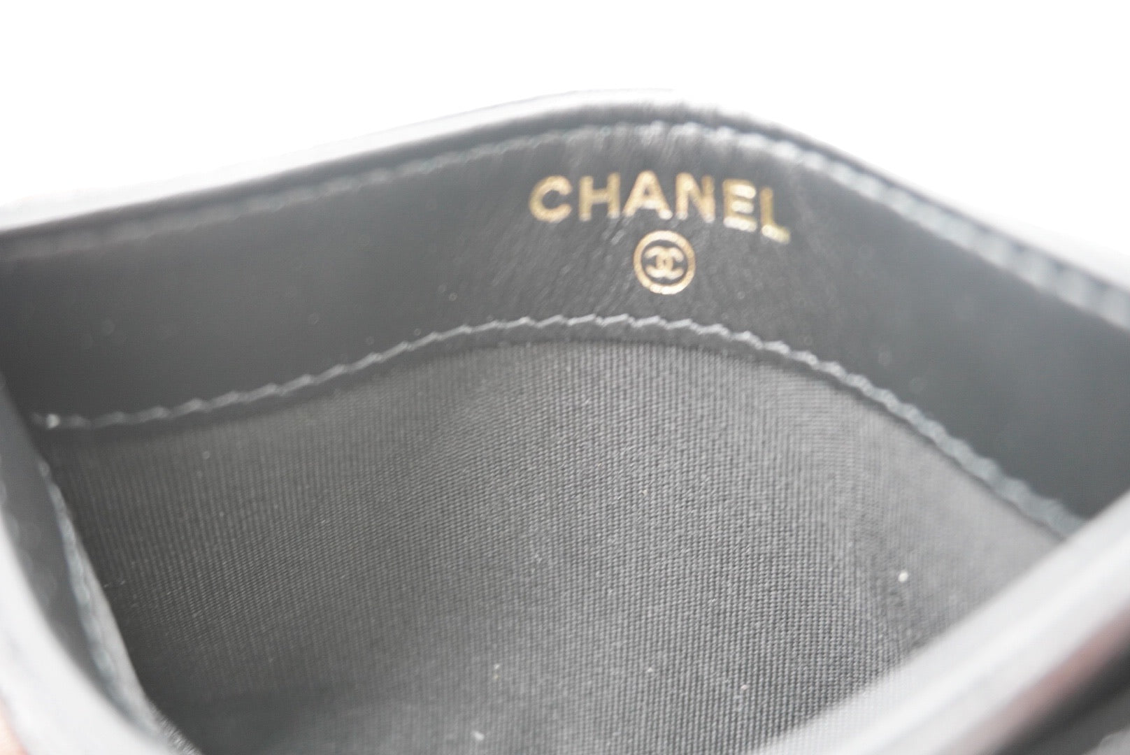 CHANEL - Camellia Card Holder Black Caviar Skin