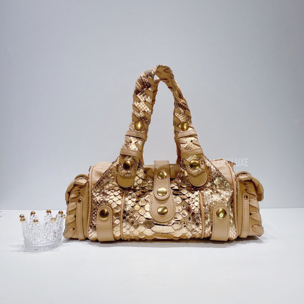 No.3404-Chloe Metallic Sliverado Shoulder Bag