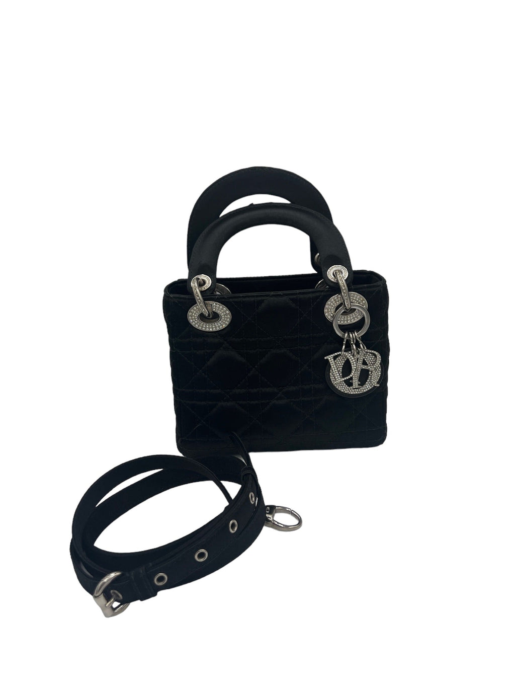 DIOR - Black Satin Lady Dior Mini Bag