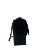CHANEL - Single Flap Matelasse Black Lambskin Shoulder Bag