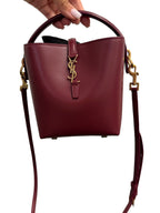 SAINT LAURENT - Burgundy Smooth Leather Mini Le 37 Bucket Bag