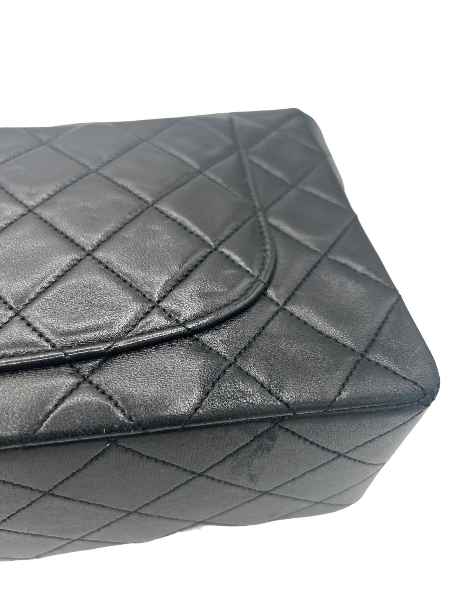 CHANEL - Single Flap Matelasse Black Lambskin Shoulder Bag