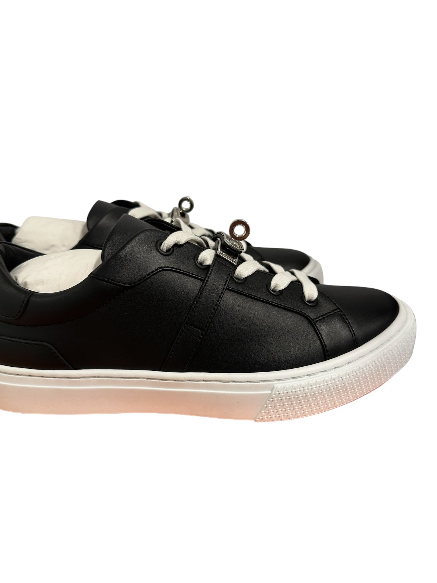 HERMES - Black Calfskin Day Sneaker GHW 37