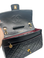 CHANEL - Single Flap Matelasse Black Lambskin Shoulder Bag
