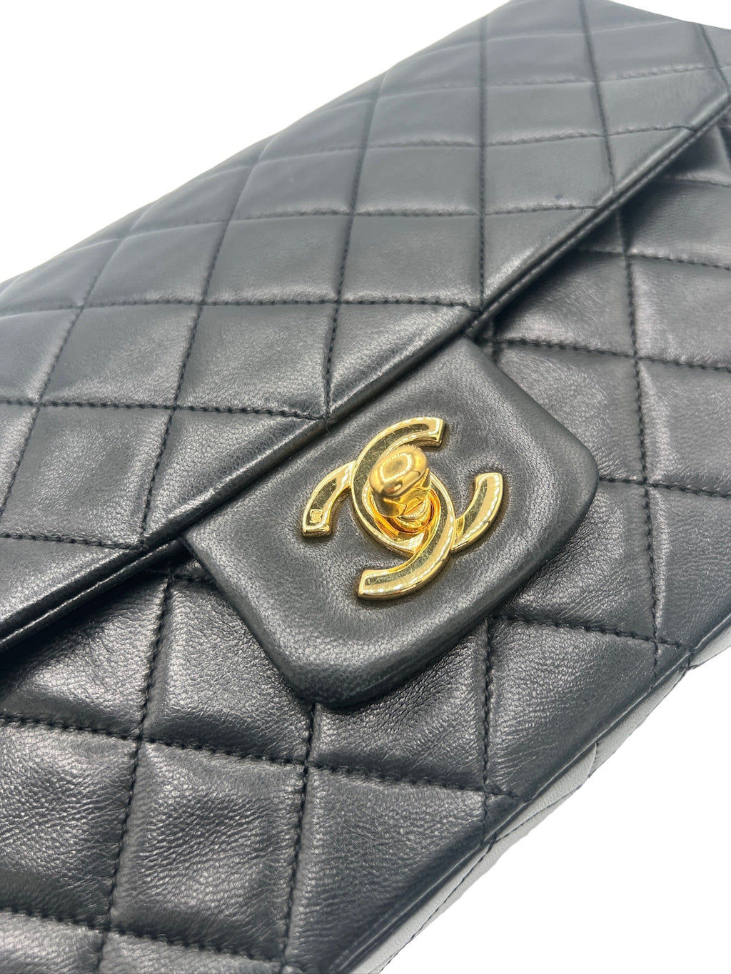 CHANEL - Single Flap Matelasse Black Lambskin Shoulder Bag