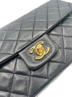 CHANEL - Single Flap Matelasse Black Lambskin Shoulder Bag