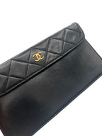 CHANEL - Single Flap Matelasse Black Lambskin Shoulder Bag