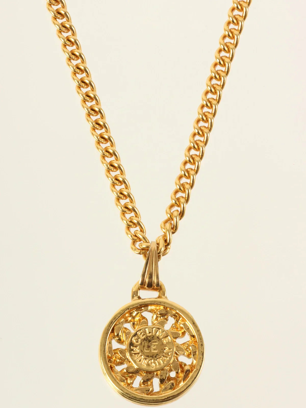 CELINE Round Macadam Plate Necklace