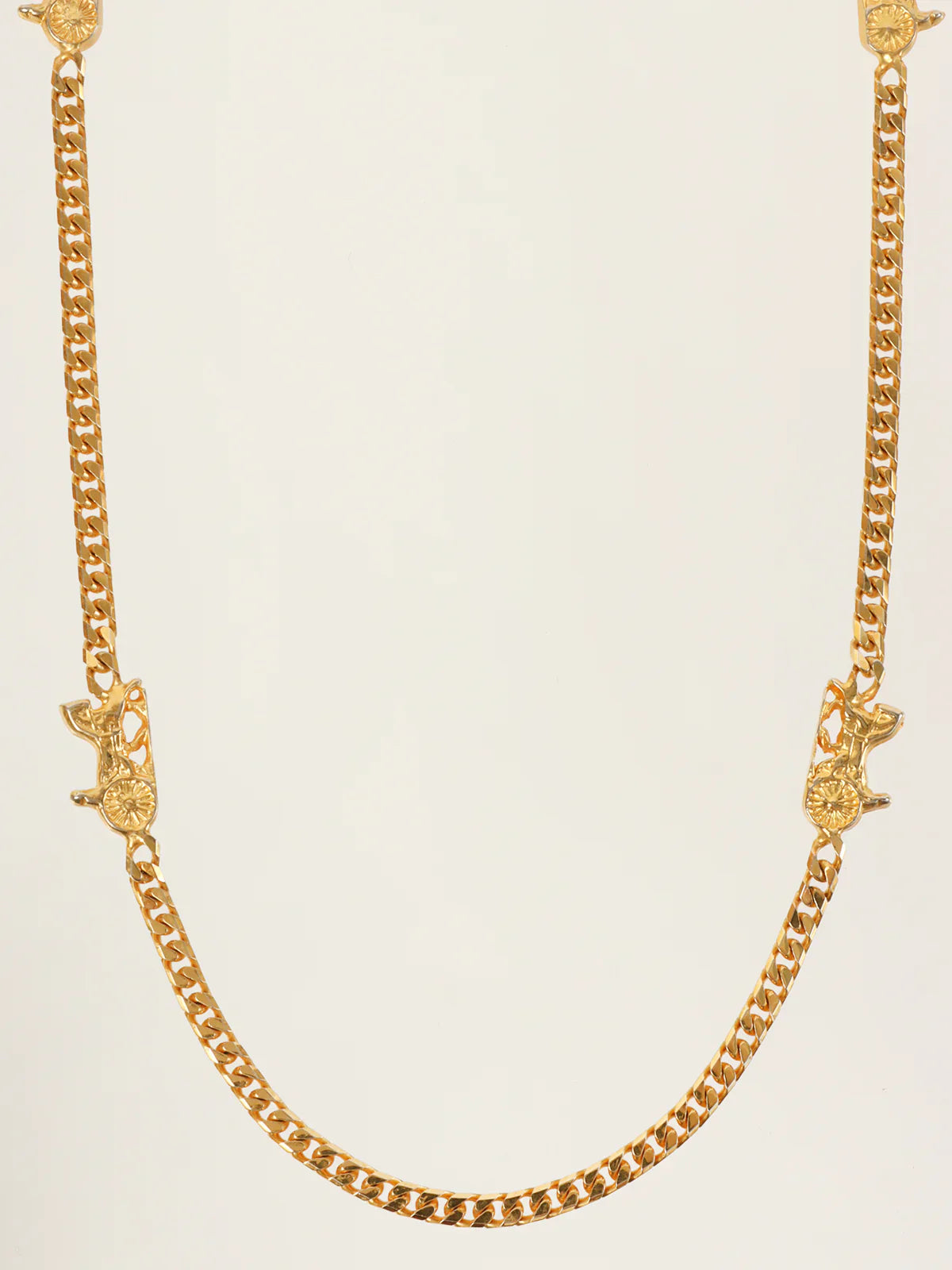CELINE Horse Carriage Plate Chain Necklace Gold