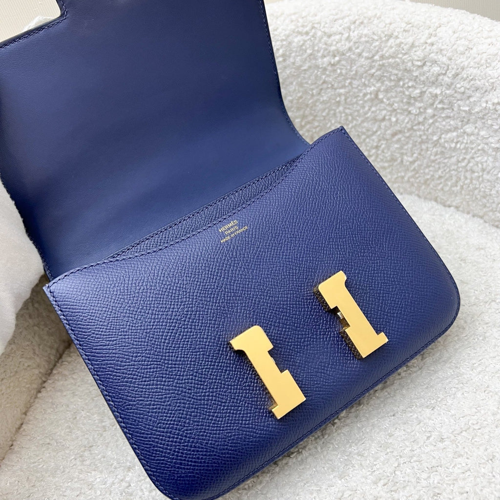 Hermes Constance Mini 18 in Bleu Saphir Epsom Leather and GHW