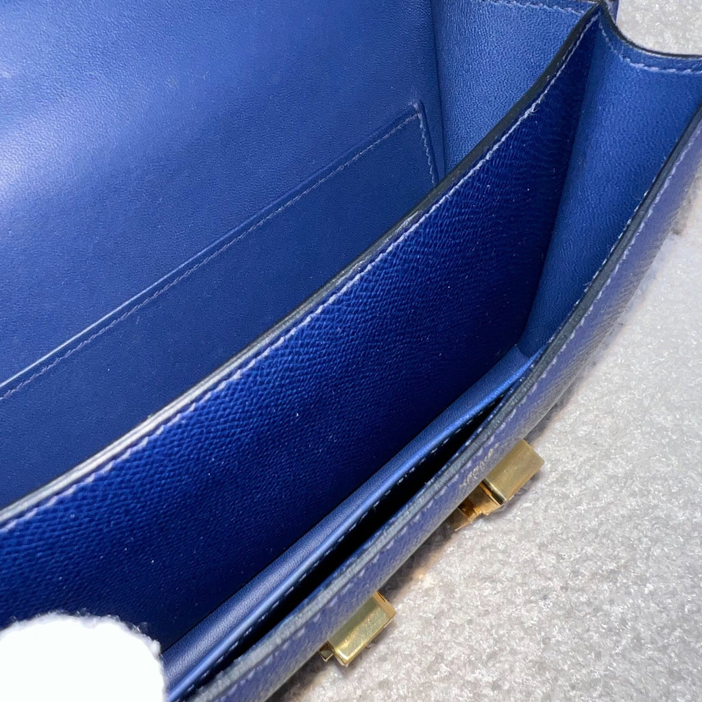 Hermes Constance Mini 18 in Bleu Saphir Epsom Leather and GHW