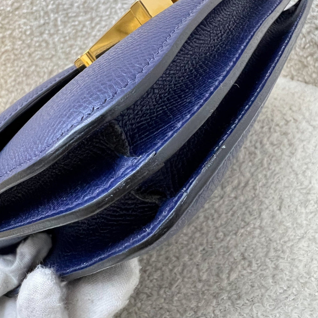 Hermes Constance Mini 18 in Bleu Saphir Epsom Leather and GHW