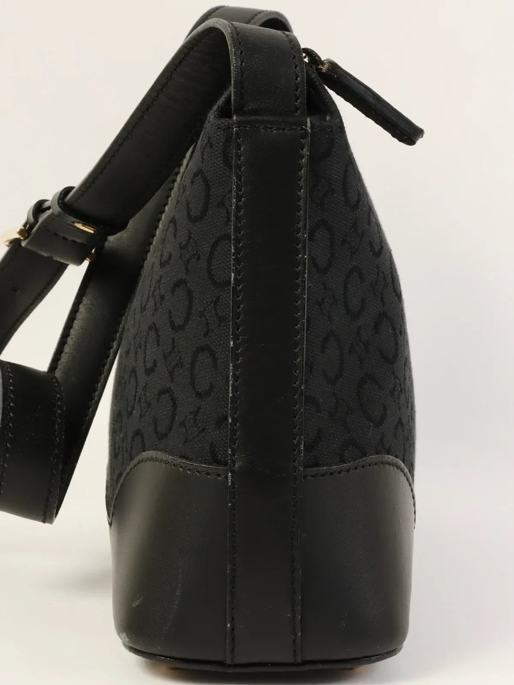 CELINE C Macadam Pattern Shoulder Bag Black