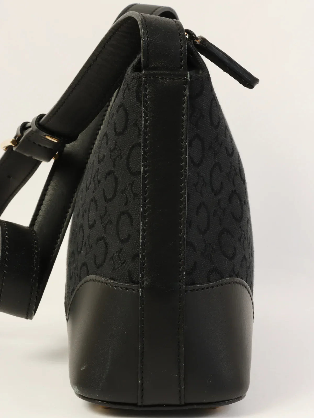 CELINE C Macadam Pattern Shoulder Bag Black
