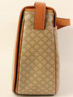 CELINE Macadam Pattern Logo Embossed Shoulder Bag Beige