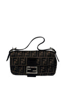 FENDI - Brown Jacquard Baguette Handbag