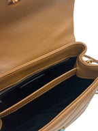 SAINT LAURENT- Calfskin Y Quilted Monogram Toy Loulou Satchel Brown