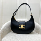 Celine Medium Ava Triomphe Bag in Black Smooth Calfskin and GHW