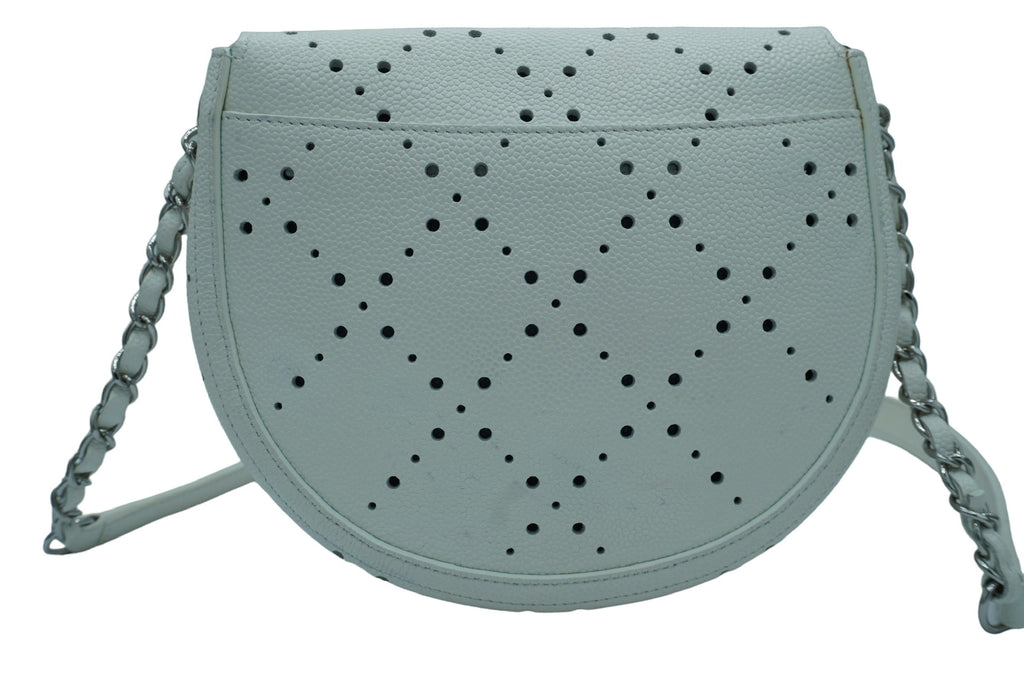 CHANEL - White CC Perforated Shoulder Bag