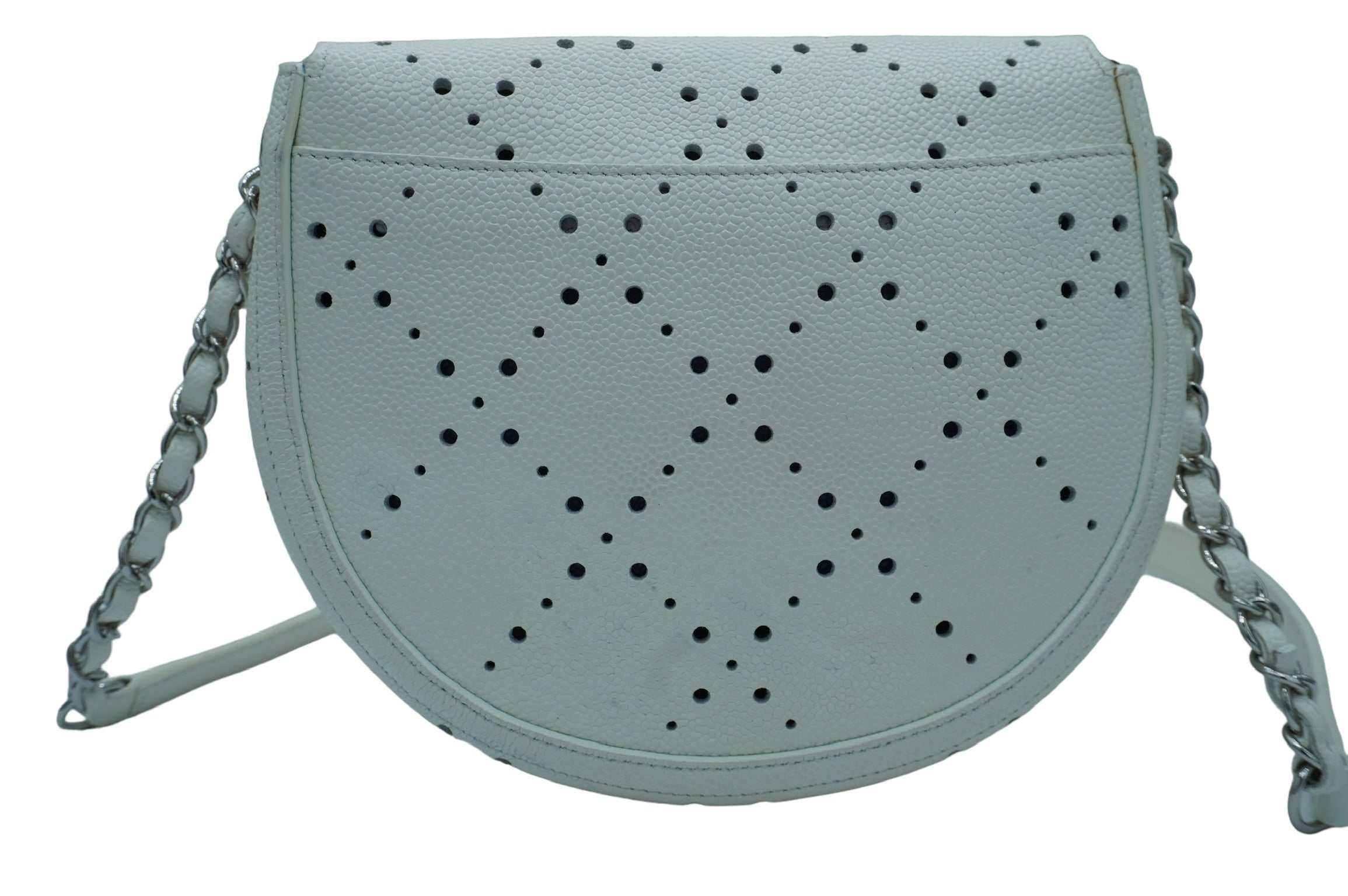 CHANEL - White CC Perforated Shoulder Bag