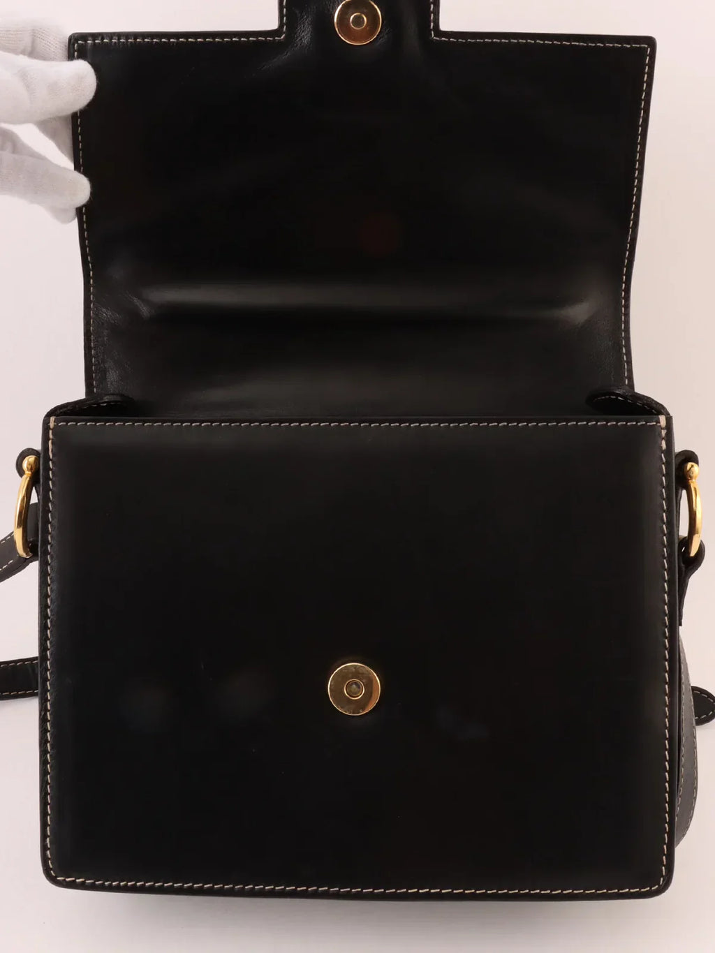 CELINE Logo Plate Shoulder Bag Black