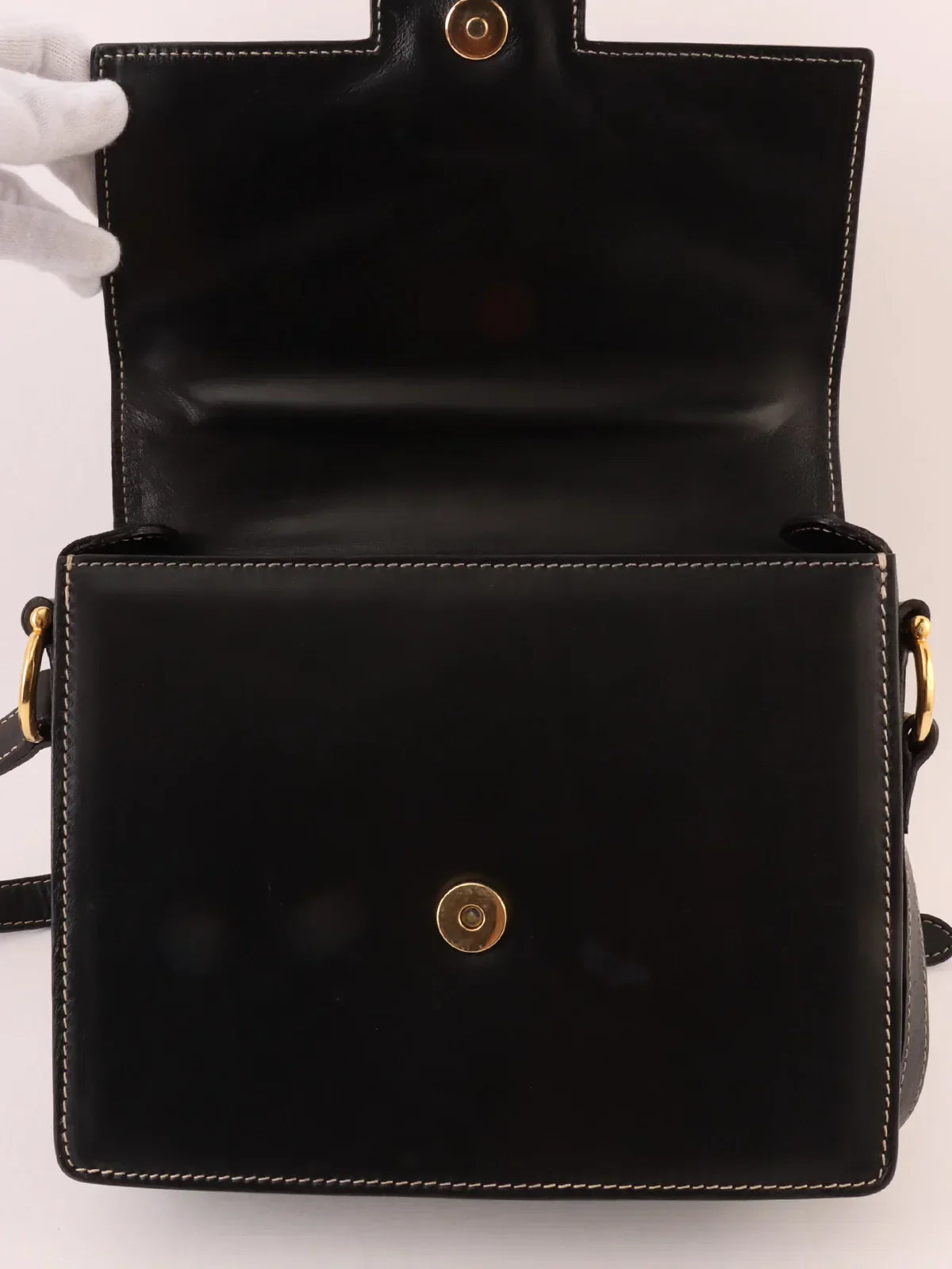 CELINE Logo Plate Shoulder Bag Black