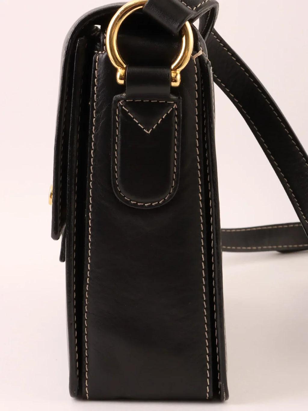 CELINE Logo Plate Shoulder Bag Black