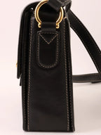 CELINE Logo Plate Shoulder Bag Black