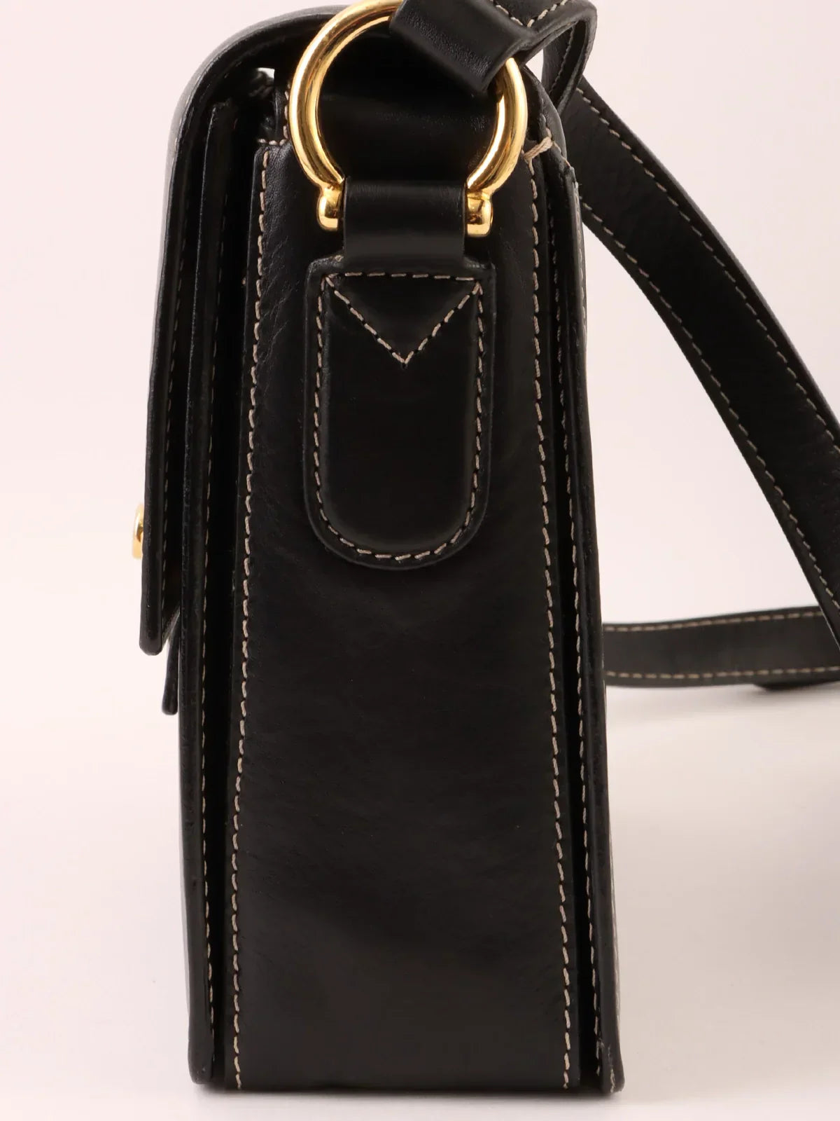 CELINE Logo Plate Shoulder Bag Black