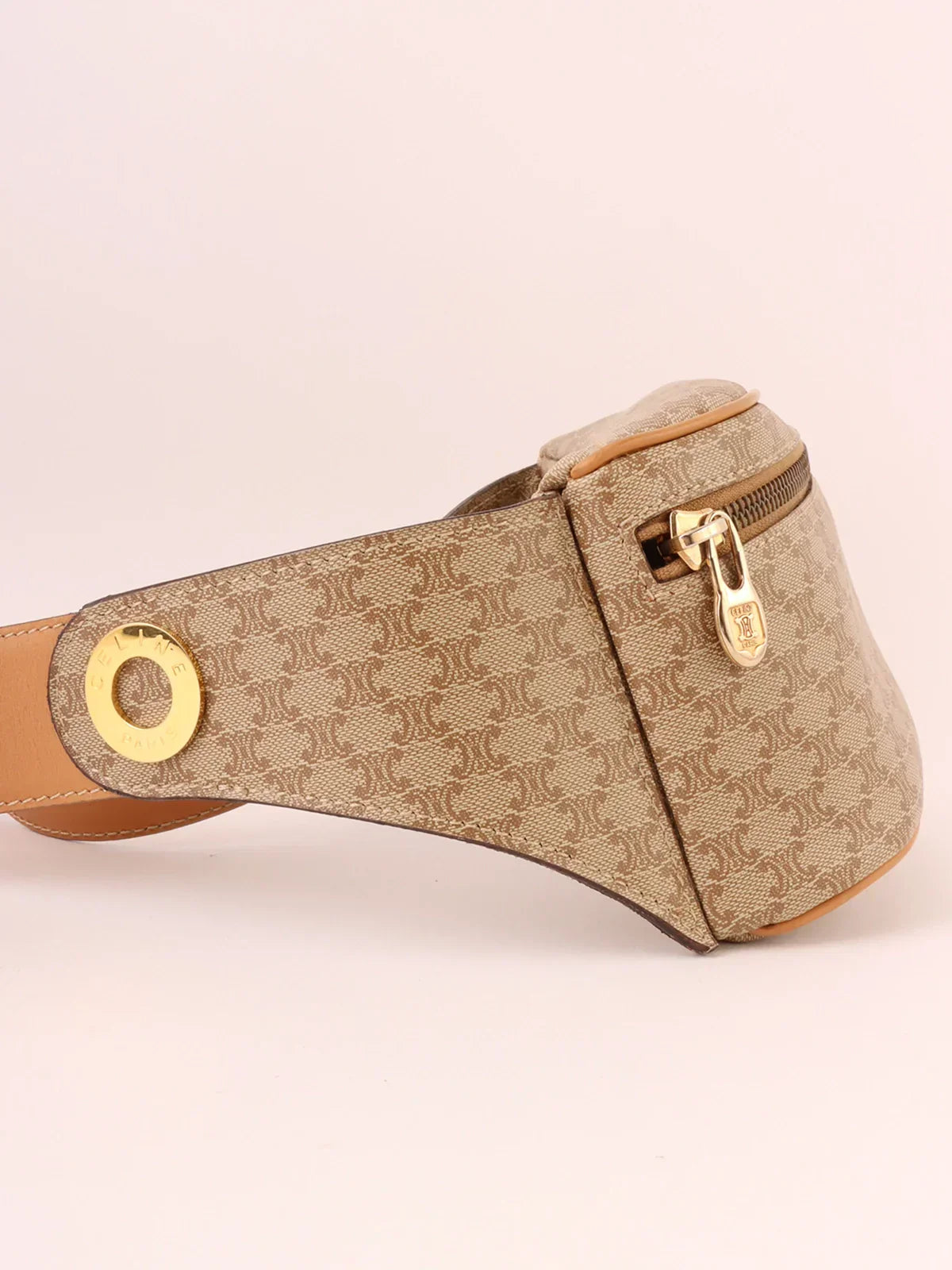 CELINE Macadam Pattern Waict Bag Beige