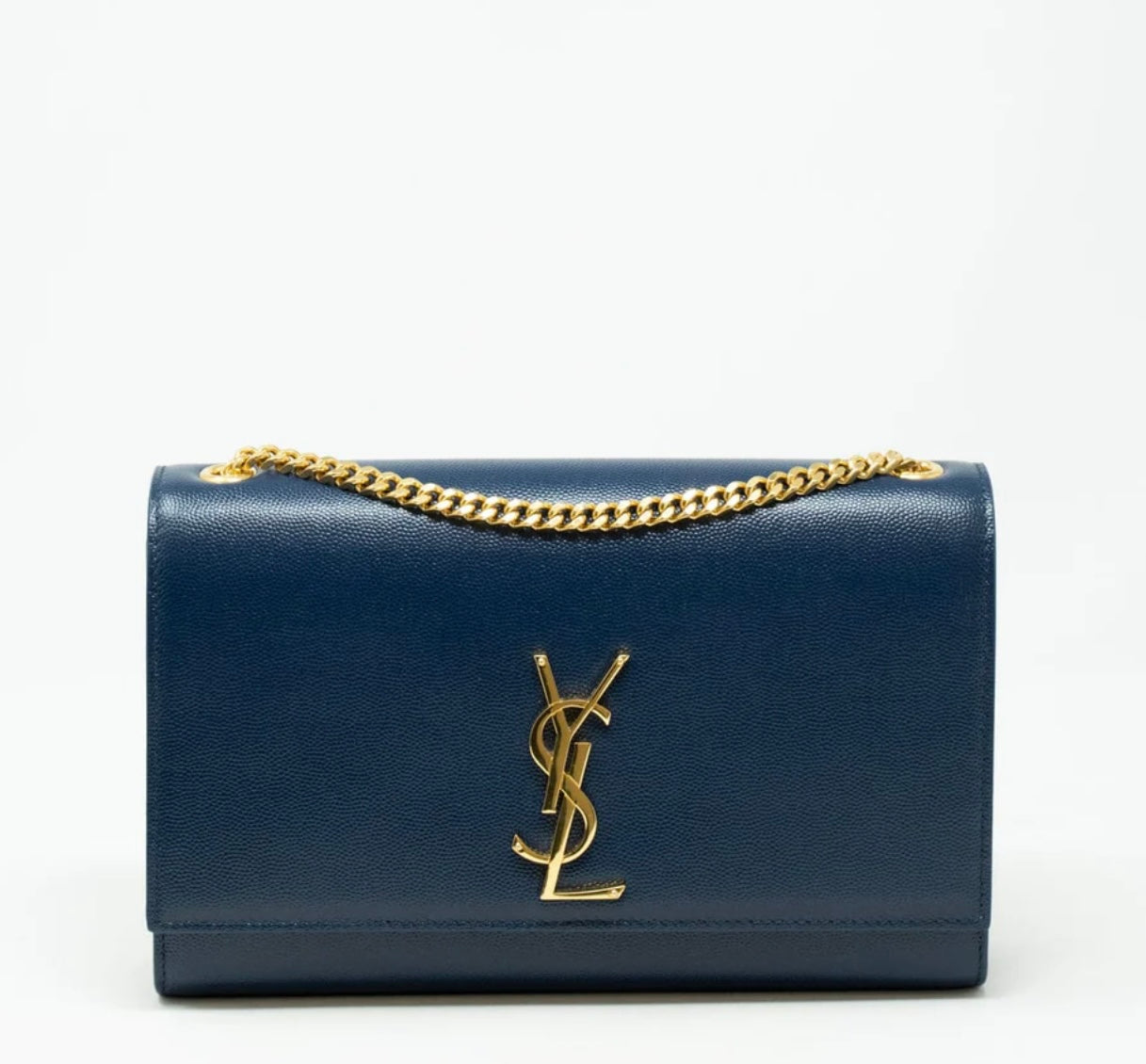 SAINT LAURENT - Blue Graine De Poudre Medium Kate Bag