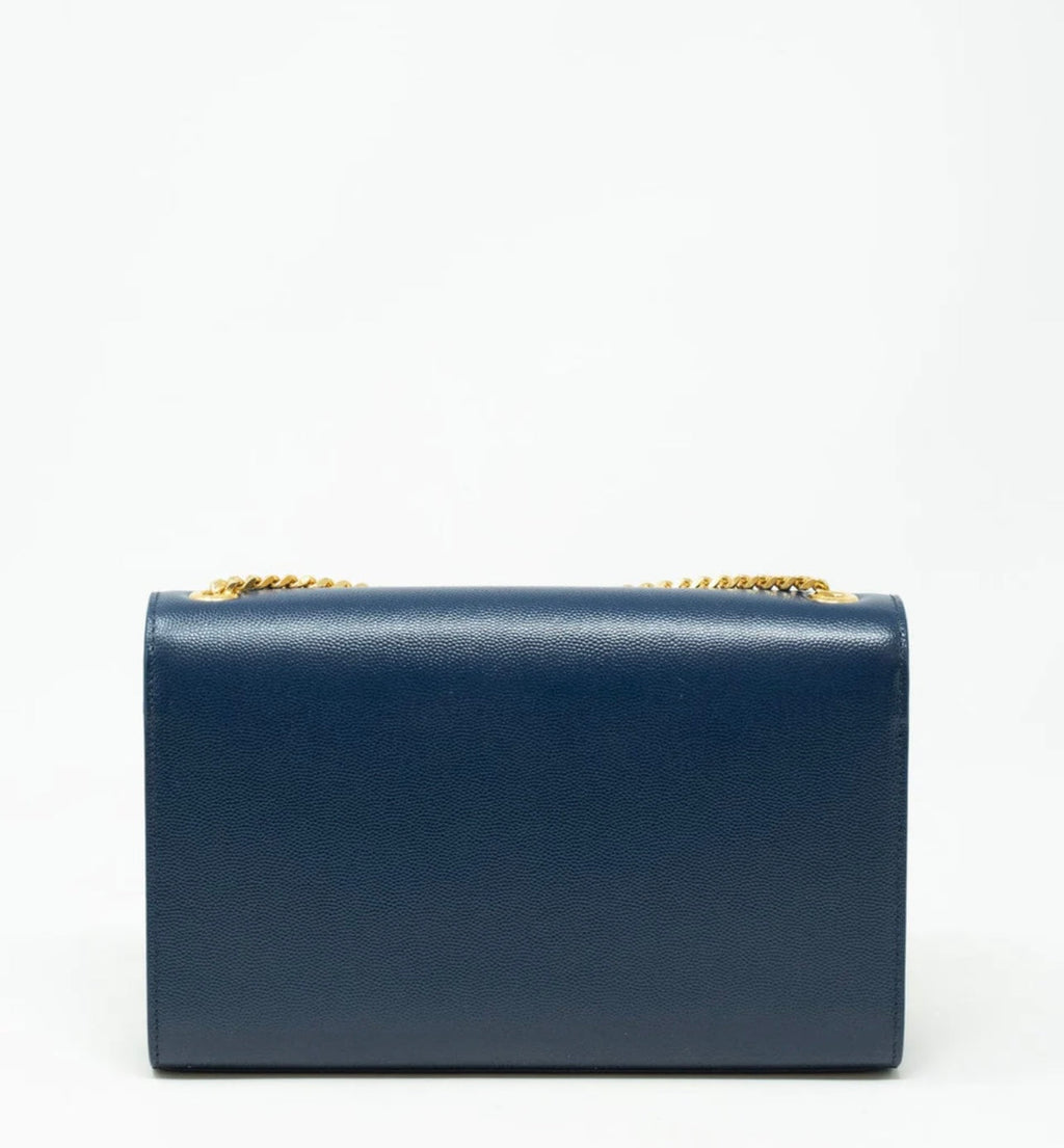 SAINT LAURENT - Blue Graine De Poudre Medium Kate Bag