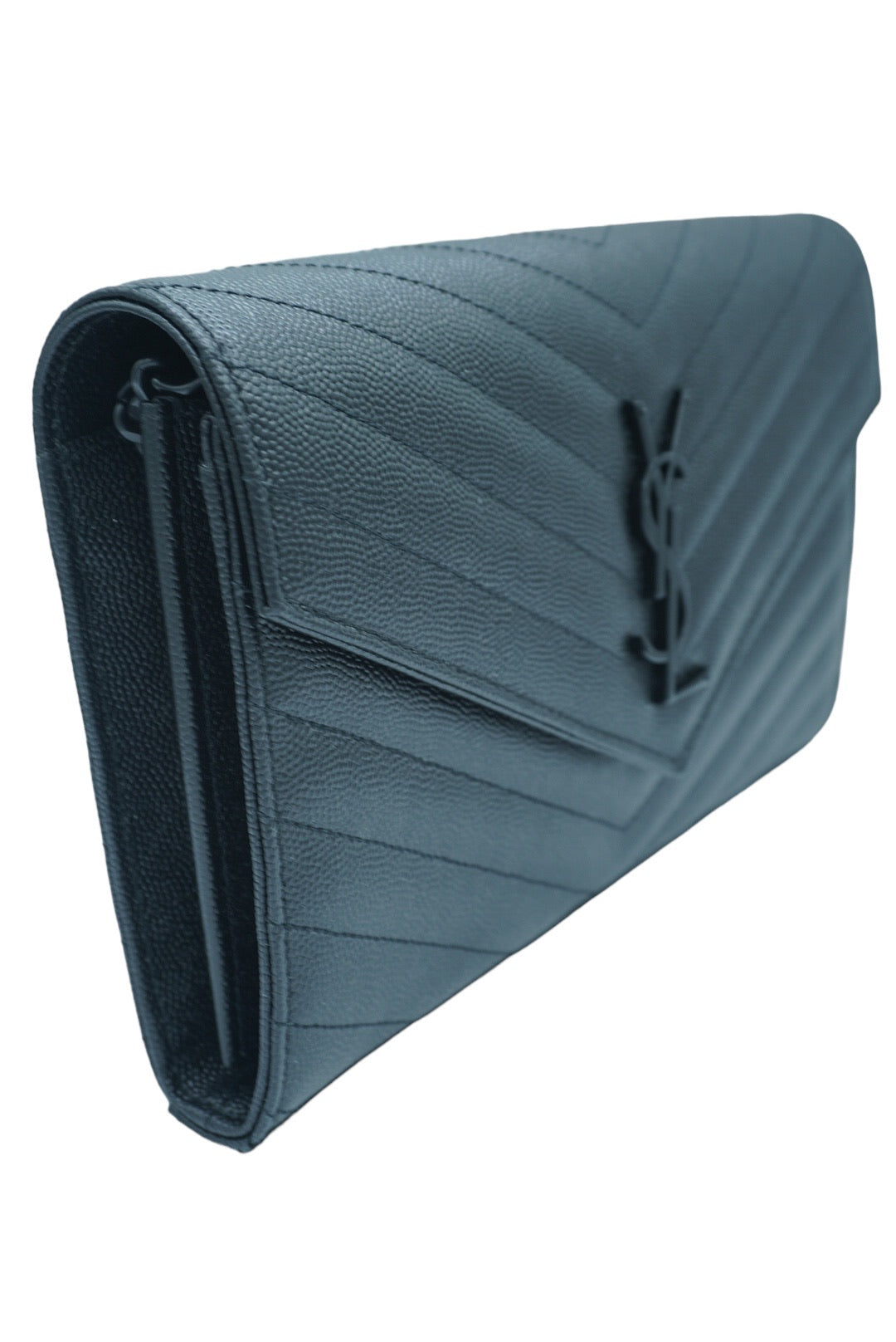 SAINT LAURENT - Black Cassandra Envelope Wallet on a Chain