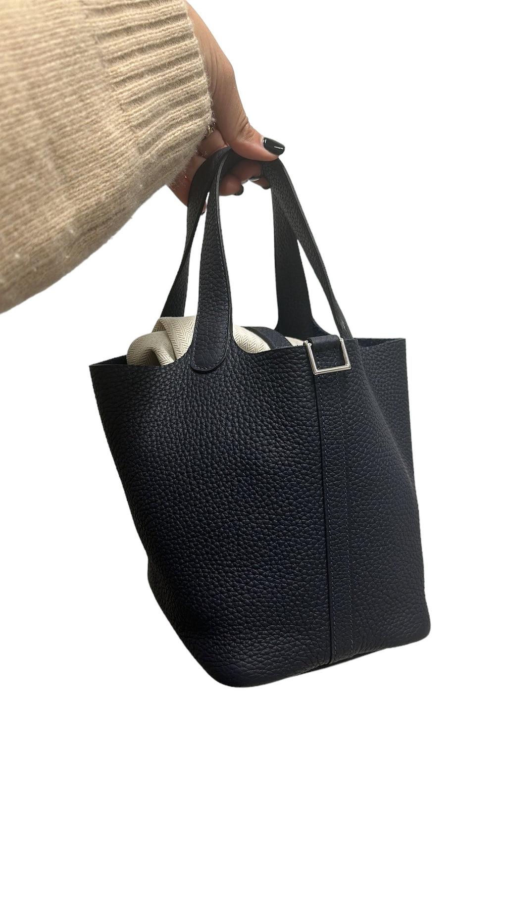 HERMES - Bleu Nuit Clemence Picotin Lock 18 PHW