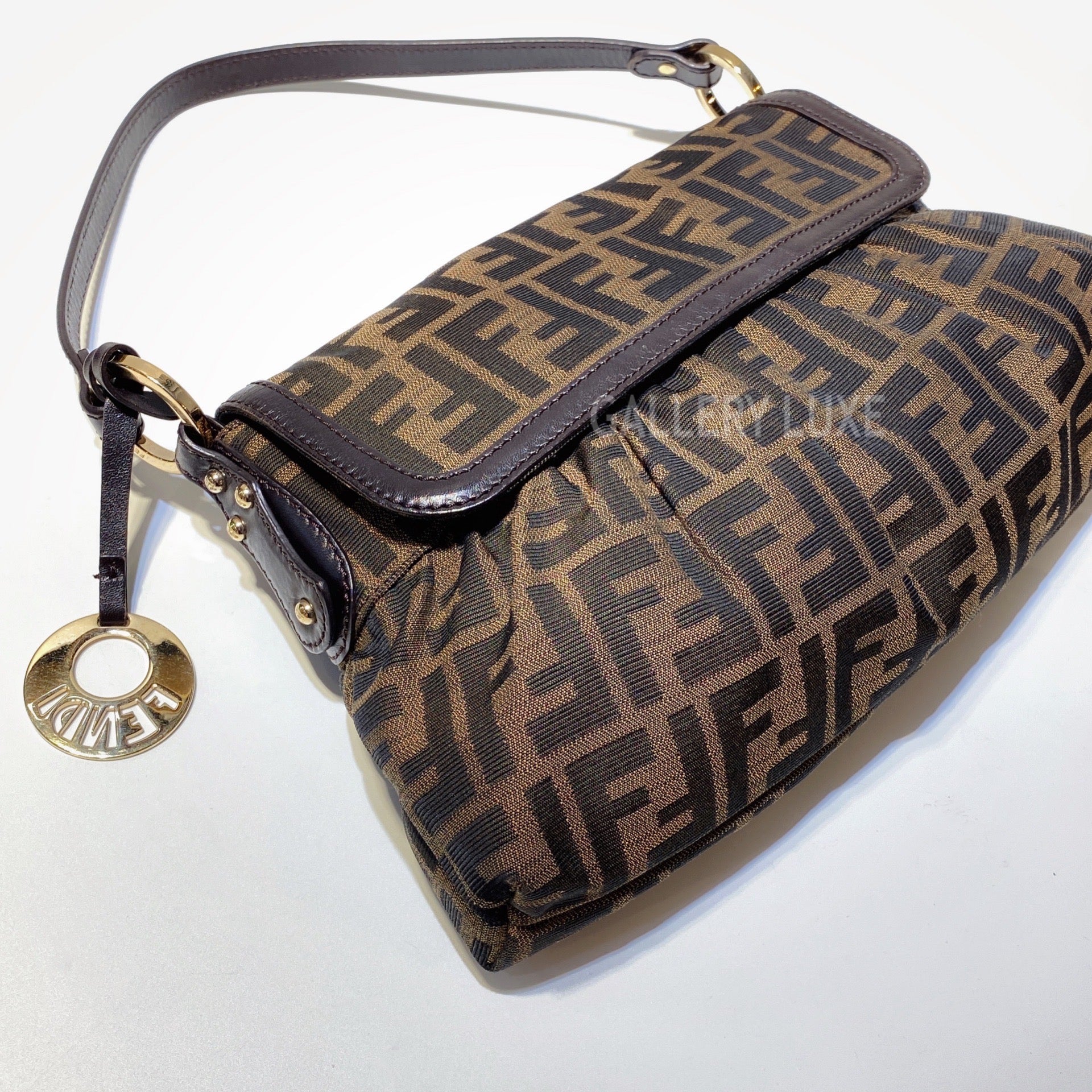 No.2960-Fendi Tobacco Zucca Canvas Shoulder Bag