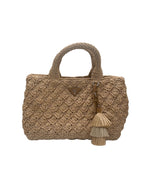 PRADA - Canapa Beige Raffia Tote Bag