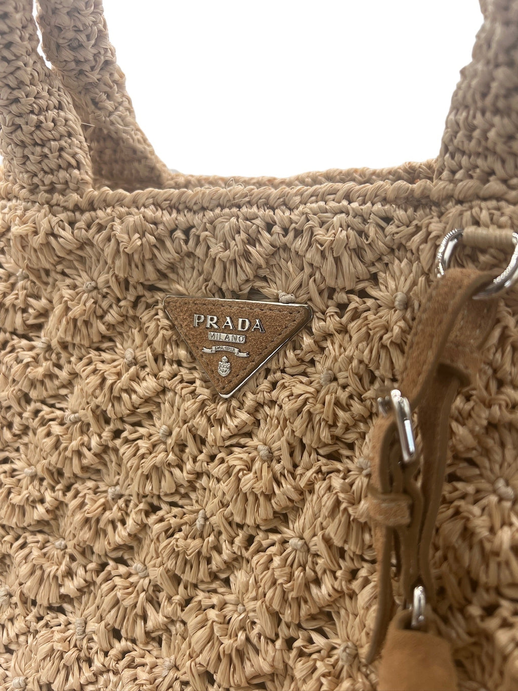 PRADA - Canapa Beige Raffia Tote Bag
