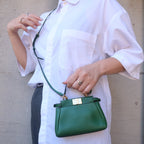 FENDI Micro Peekaboo Leather 2Way Bag Hand Bag Green 8M0355