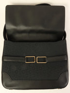 CELINE C Macadam Pattern Logo Plate Shoulder Bag Black