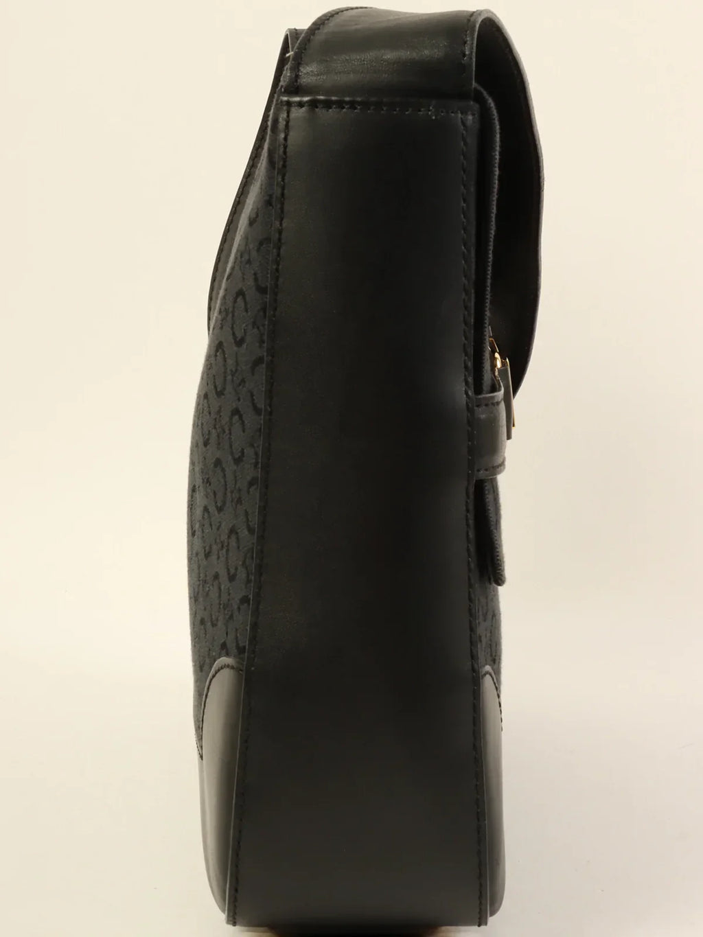 CELINE C Macadam Pattern Logo Plate Shoulder Bag Black