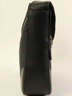 CELINE C Macadam Pattern Logo Plate Shoulder Bag Black