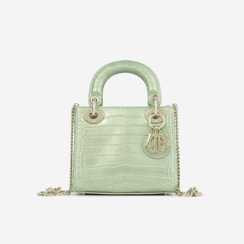 Dior Mini Lady Dior - Green/Gold Crocodile