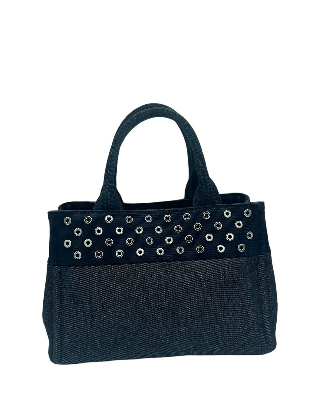 PRADA - Dark Navy Denim Canapa Tote Bag